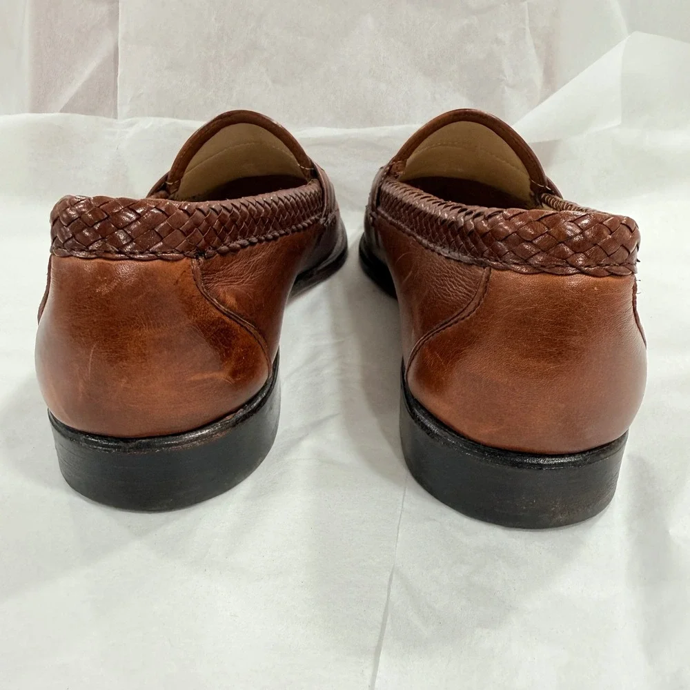 Allen Edmonds Maxfield Loafer 9D Brown Leather Woven Tassel Preppy Academia